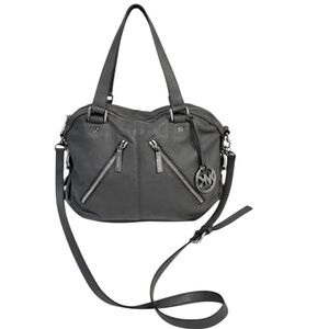 Michael Kors Gray Pebble Leather Hobo Crossbody Shoulder Bag